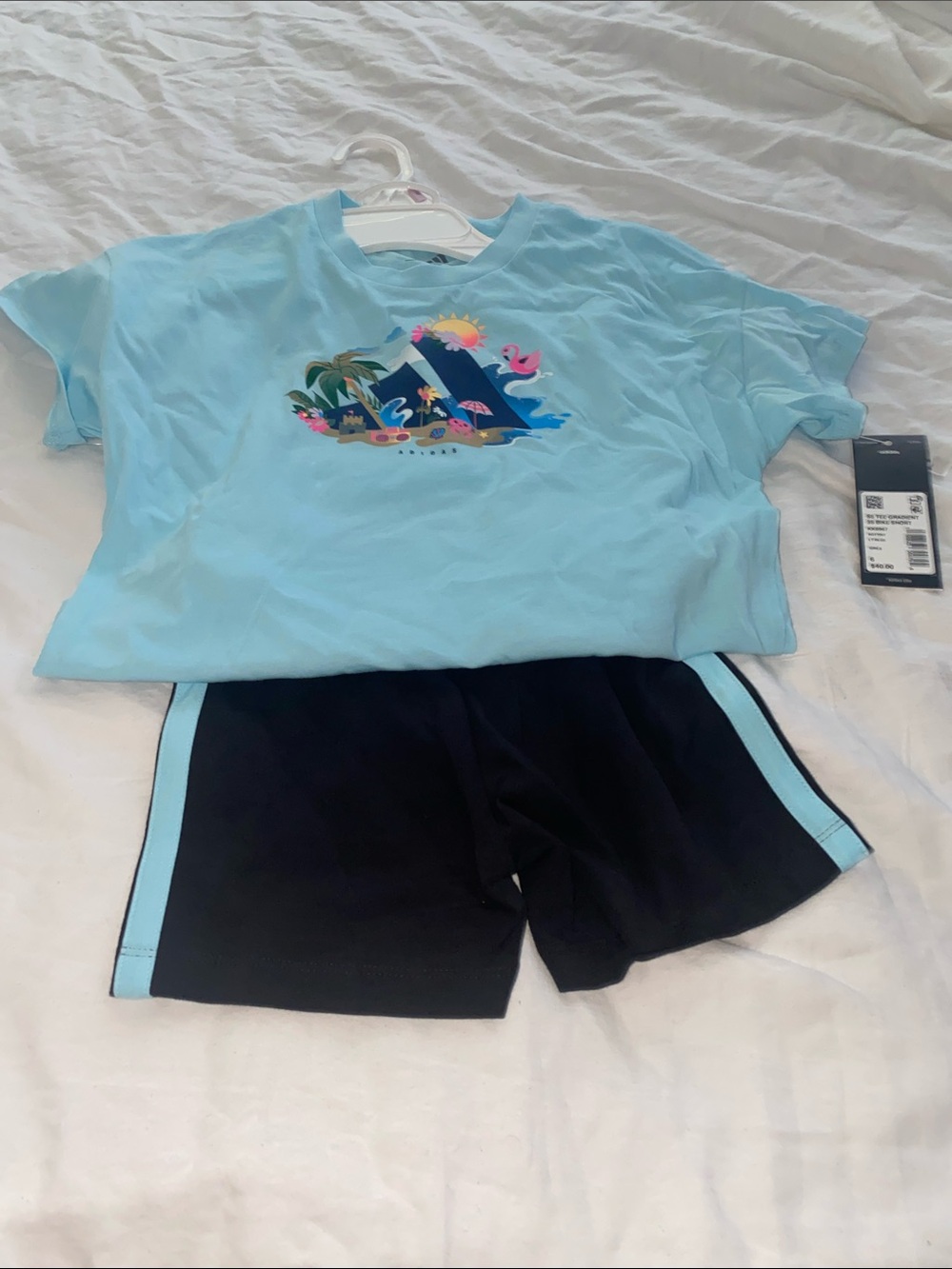 adidas Light Blue and Black Kids Matching Set